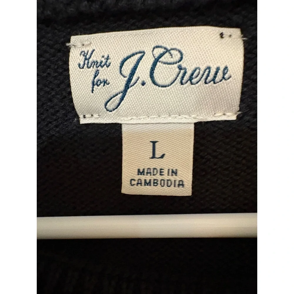 J. Crew Mens Cotton Crewneck Sweater Black Long Sleeve Knit Pullover Large